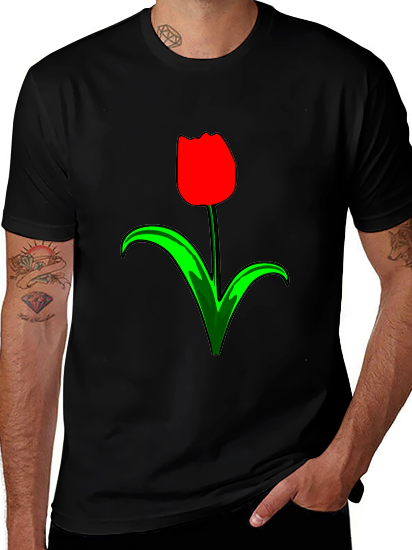 Variant 28 of Tulip Graphic Tee - Casual Black Cotton T-Shirt