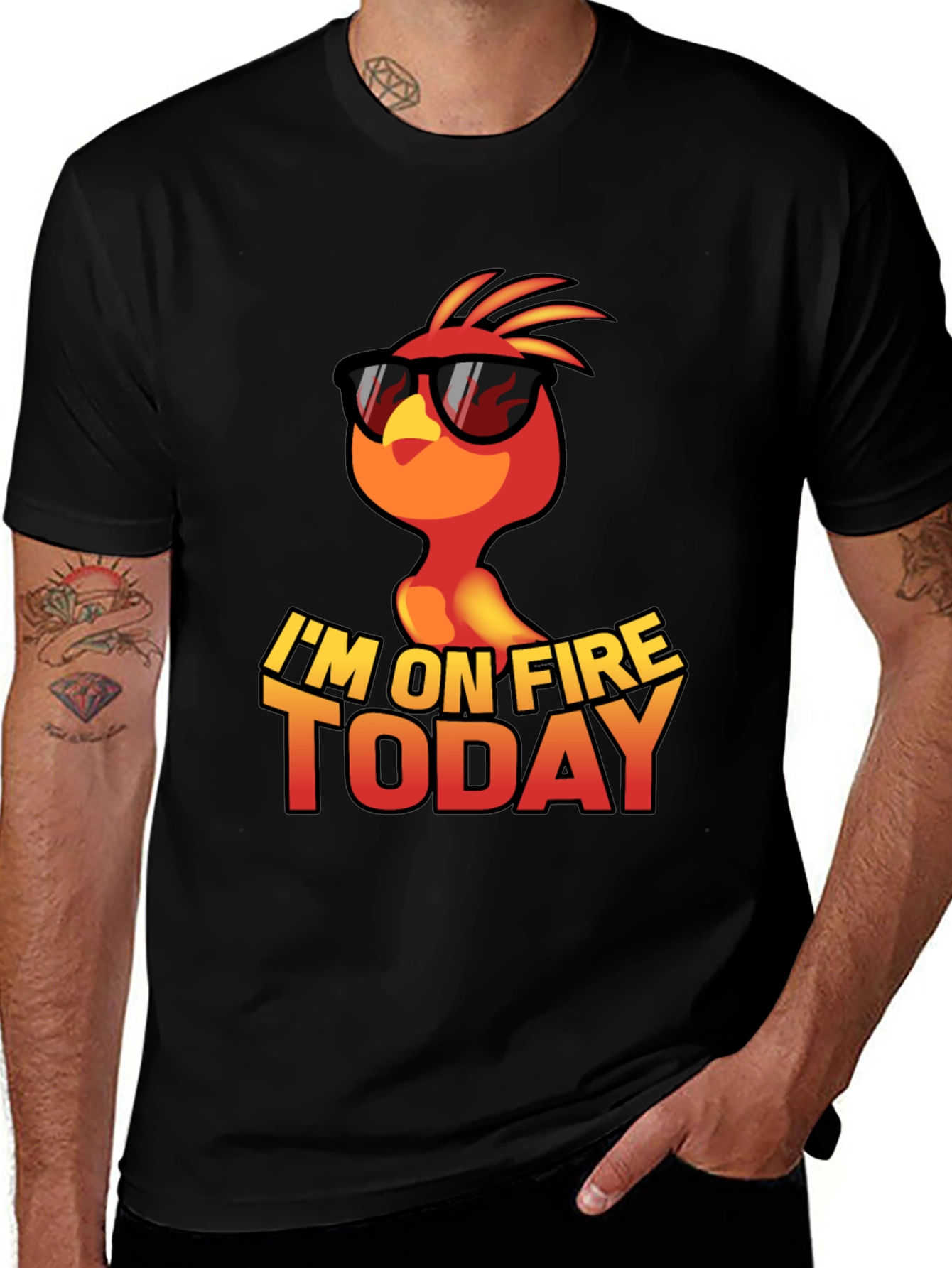 Variant 26 of I'm on Fire Today Black T-Shirt with Phoenix Bird Design
