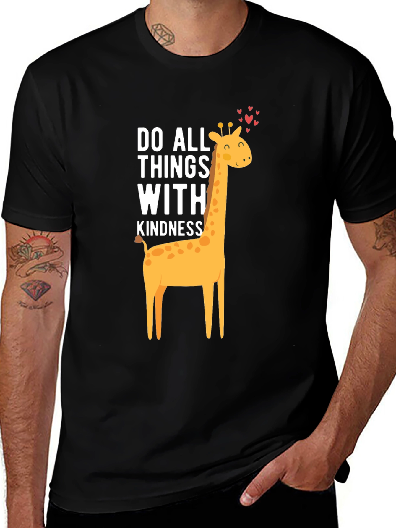Variant 25 of Kindness Giraffe Graphic Tee - Soft Cotton Comfort