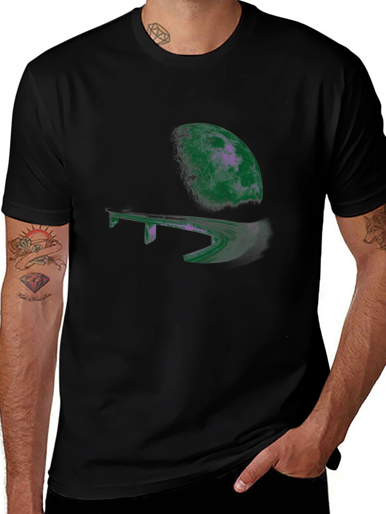 Abstract Moon Bridge Graphic T-Shirt