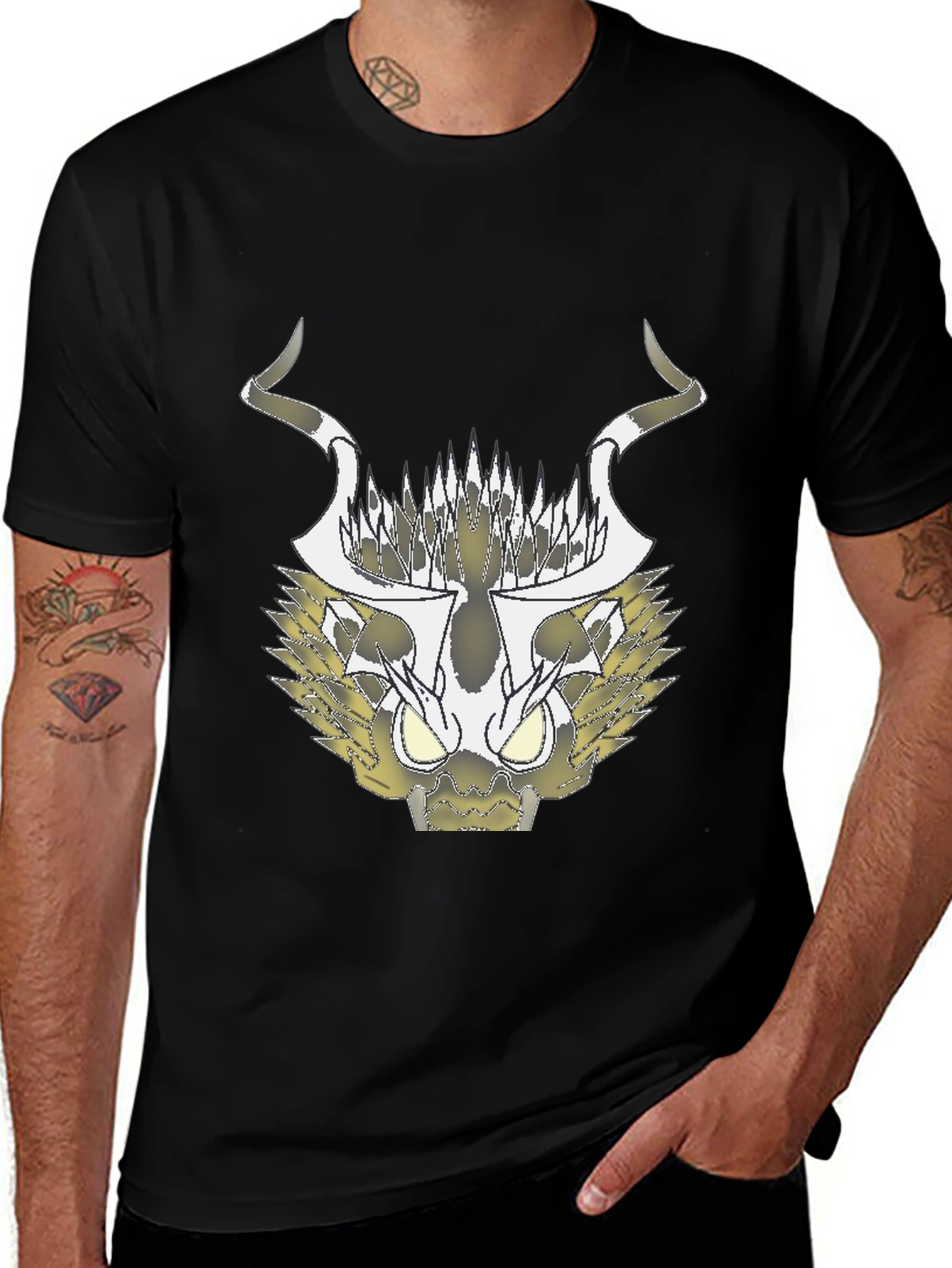 Variant 5 of Abstract Black T-Shirt with Geometric Animal Design