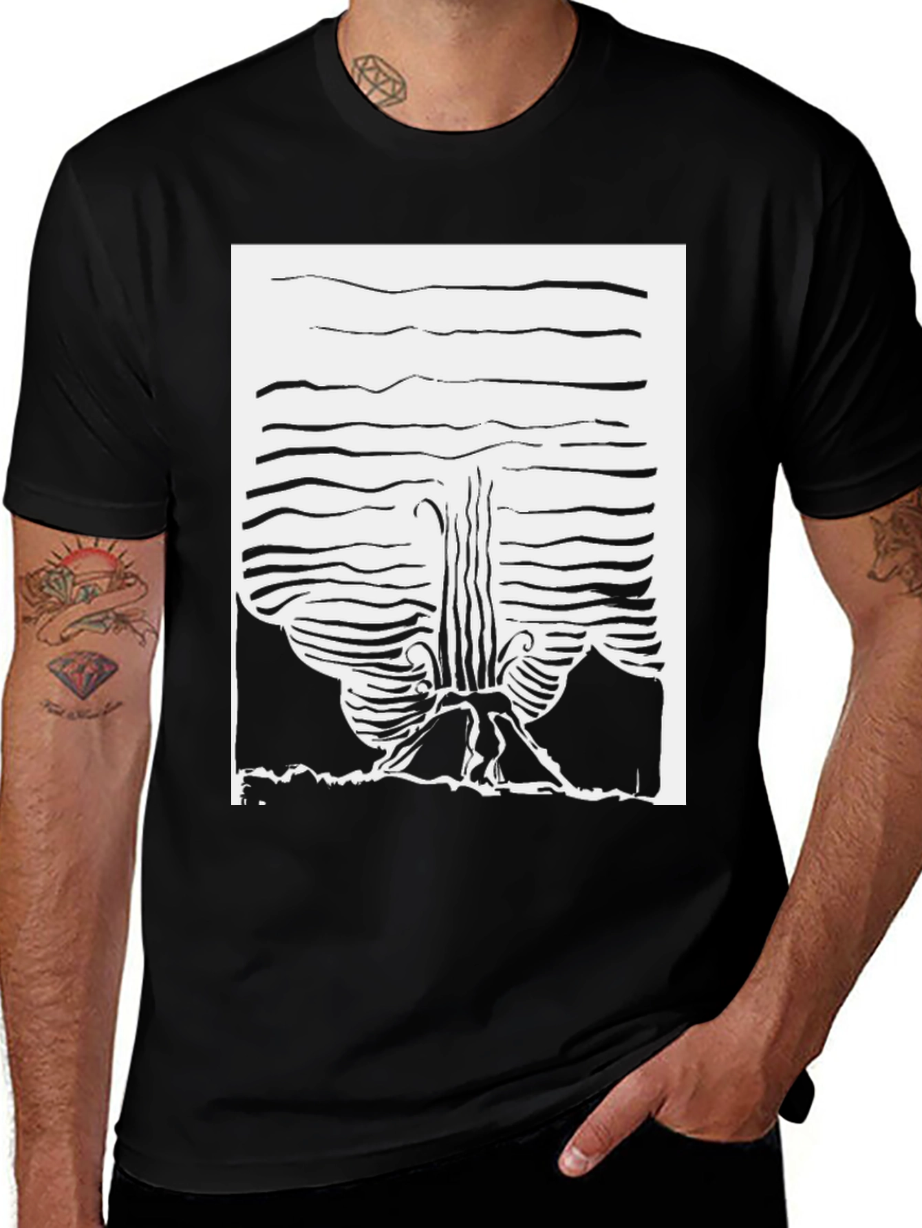 Variant 15 of Abstract Graphic Print Black T-Shirt