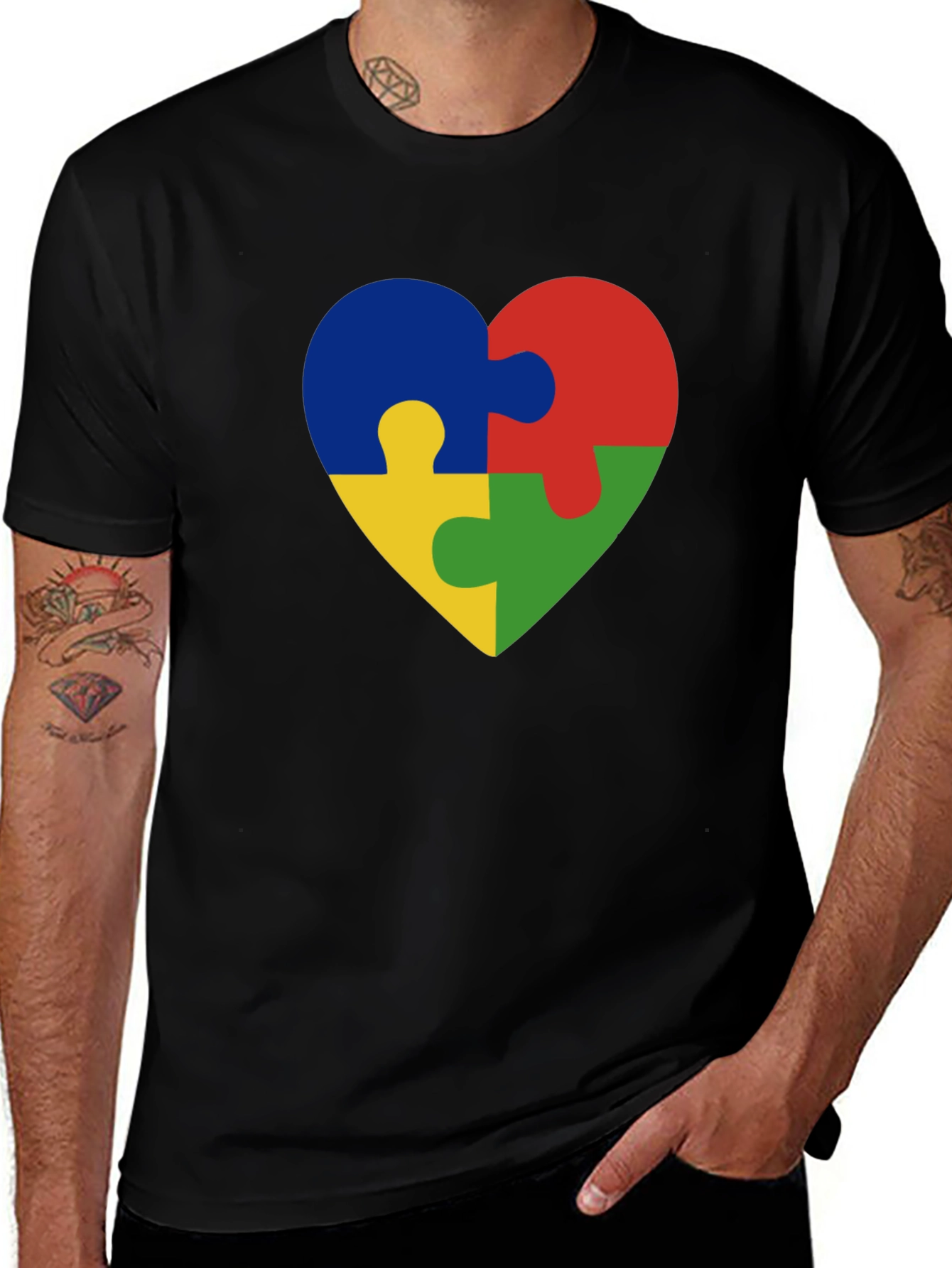 Variant 4 of Autism Awareness Puzzle Heart Graphic Tee