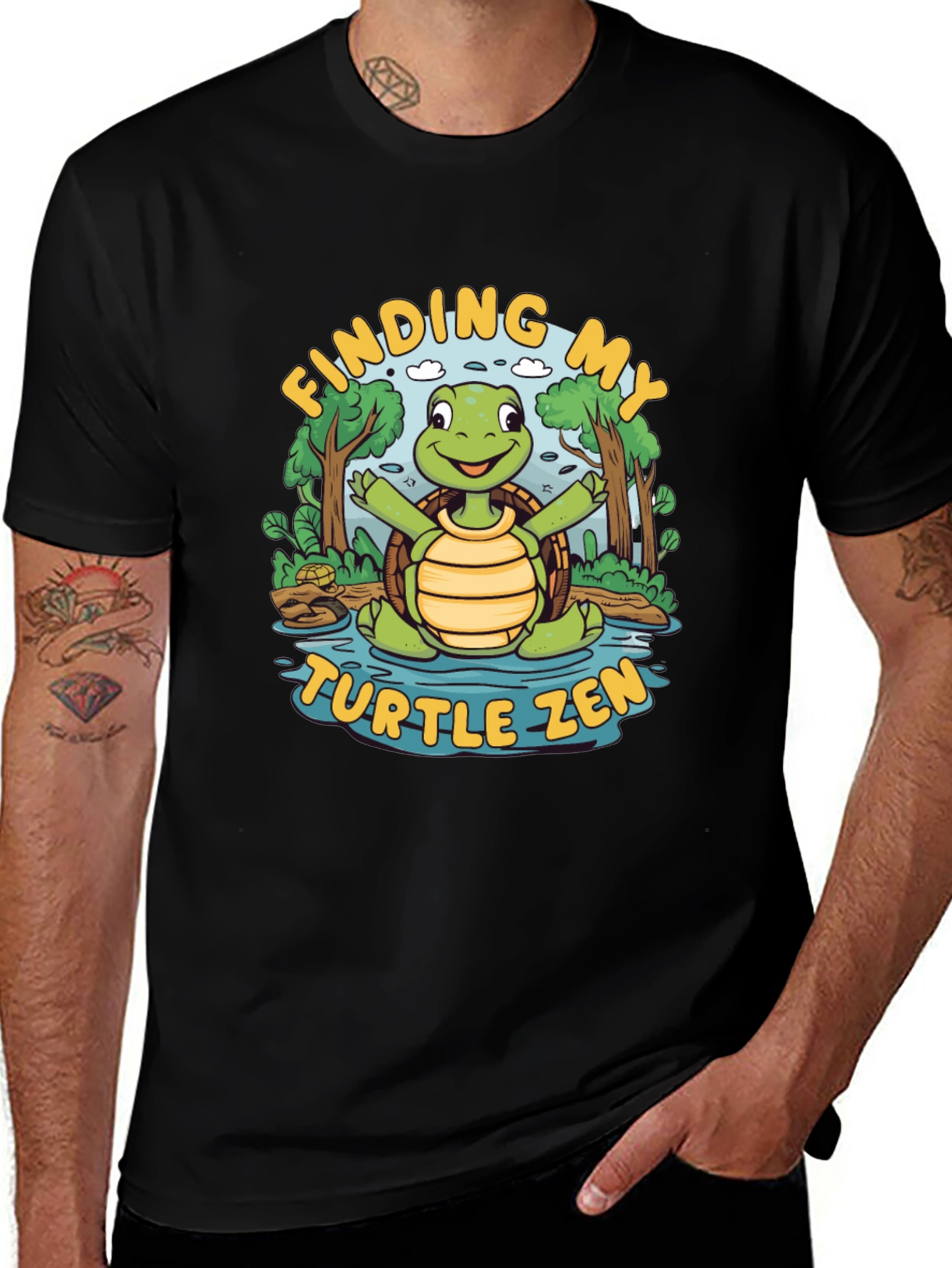 Variant 22 of Finding My Turtle Zen Black T-Shirt