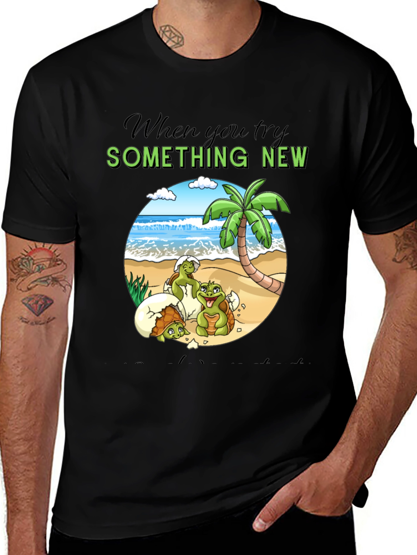 Variant 19 of Turtle Hatchling T-Shirt - Try Something New!