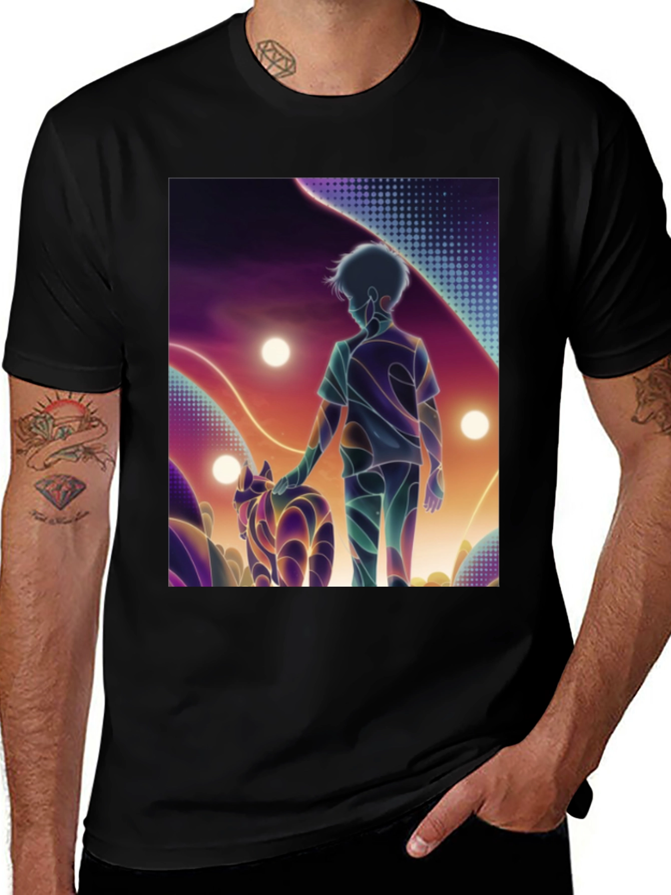 Variant 20 of Boy and Wolf Graphic Tee - Soft Black Cotton T-Shirt