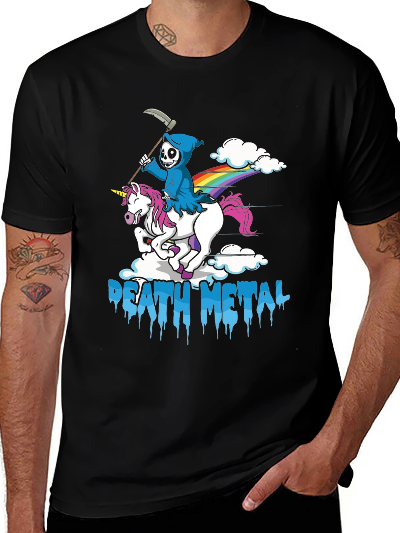 Variant 4 of Death Metal Grim Reaper Unicorn T-Shirt
