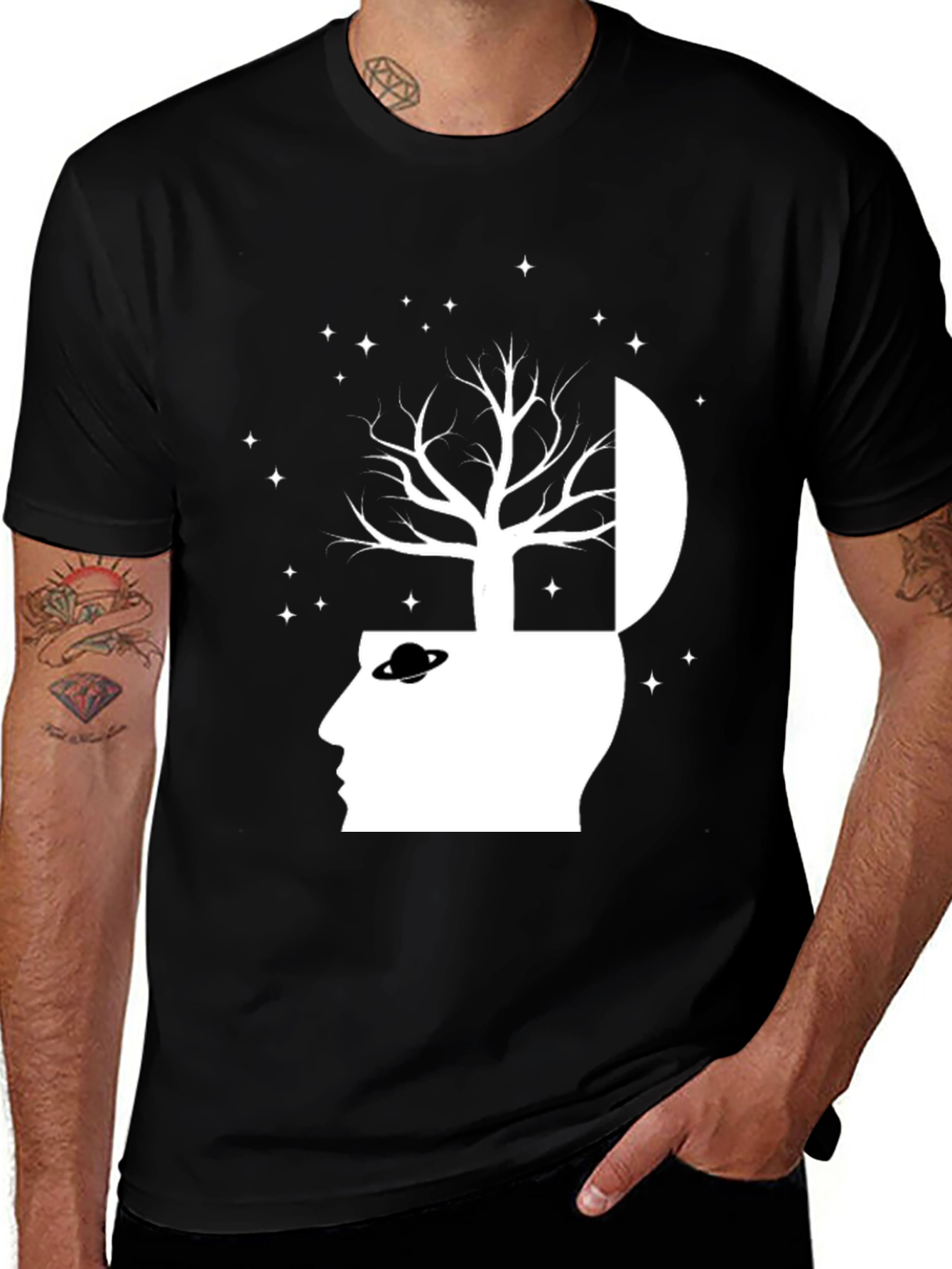 Variant 29 of Cosmic Mind T-Shirt - Black Graphic Tee