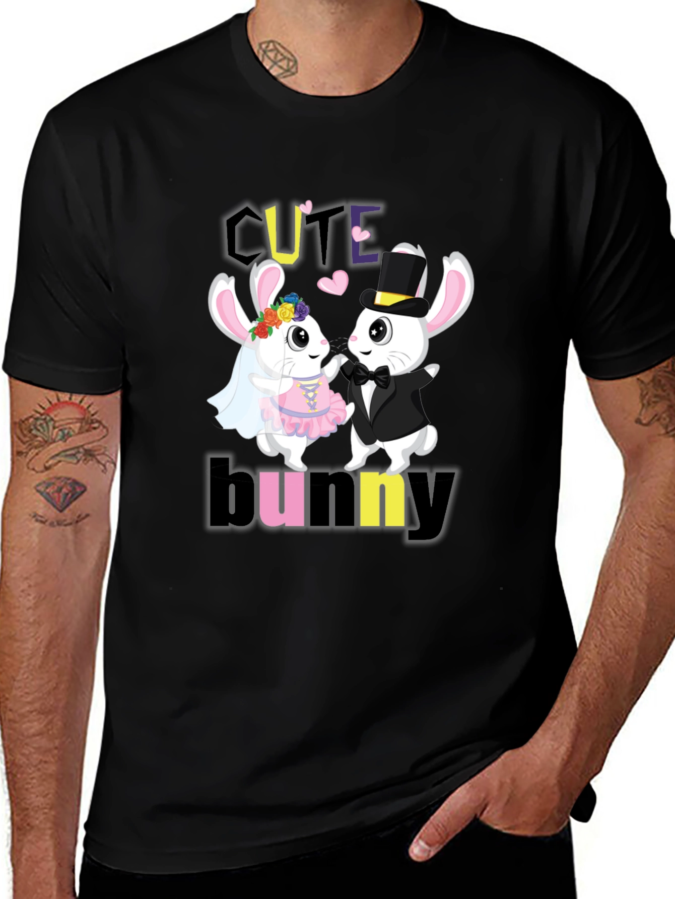 Variant 10 of Cute Bunny Couple Graphic T-Shirt