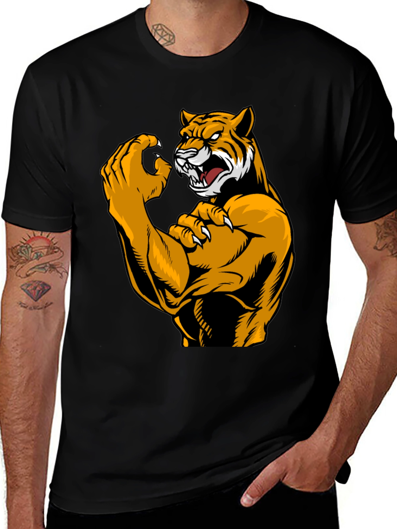 Variant 2 of Tiger Muscle Black T-Shirt