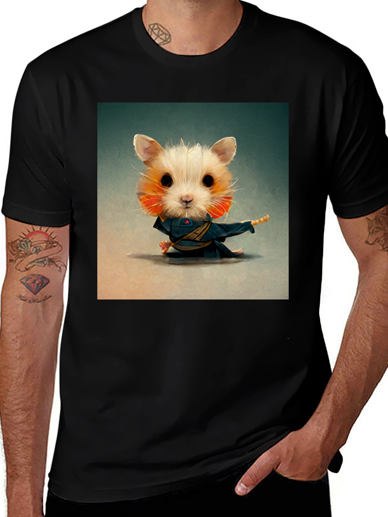 Variant 4 of Ninja Hamster Graphic Tee - Martial Arts Mouse T-Shirt