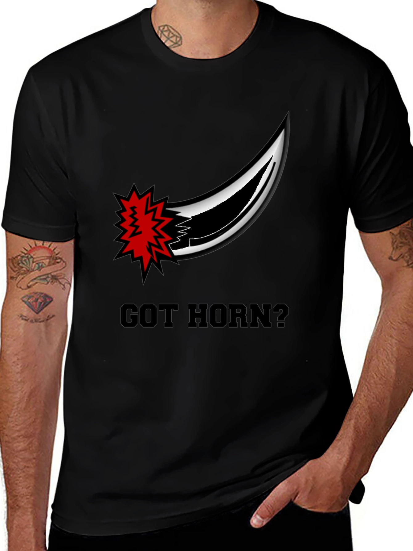 Variant 11 of Got Horn? Graphic Black T-Shirt