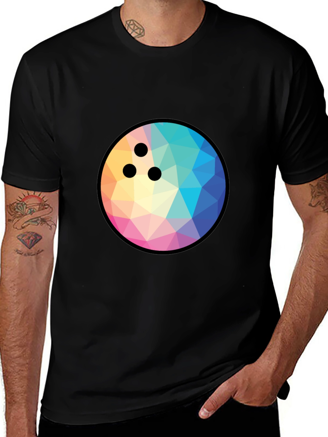 Variant 4 of Geometric Bowling Ball Graphic Tee