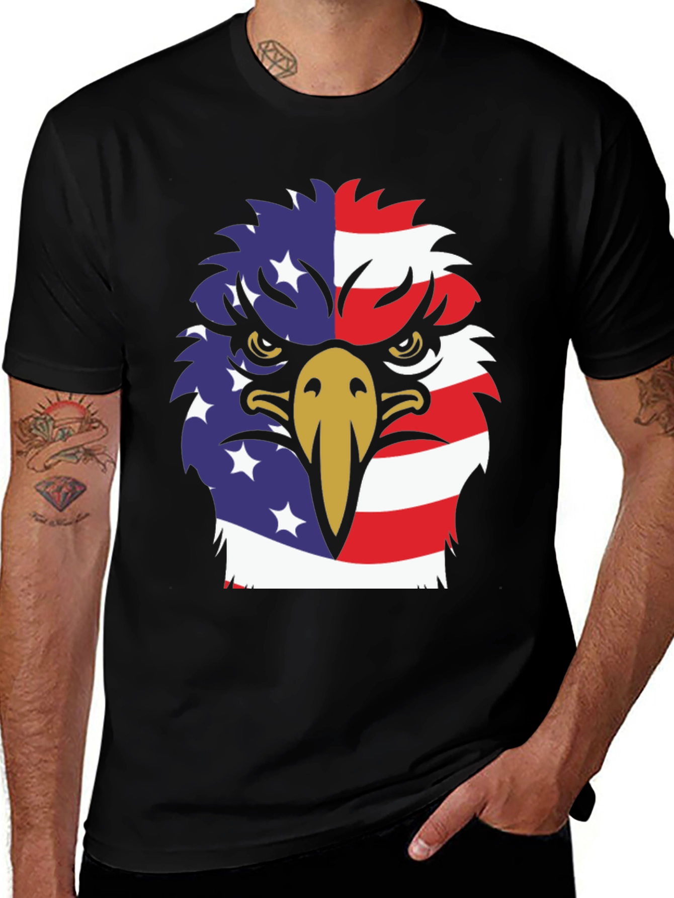 Variant 10 of Patriotic Eagle T-Shirt - USA Flag Design