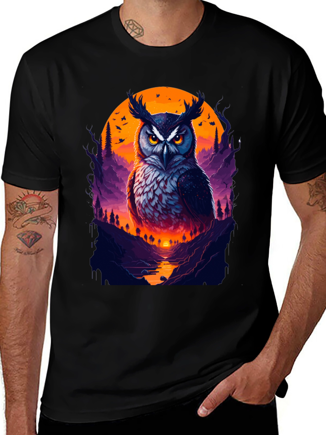 Variant 19 of Mystic Owl Sunset Graphic T-Shirt