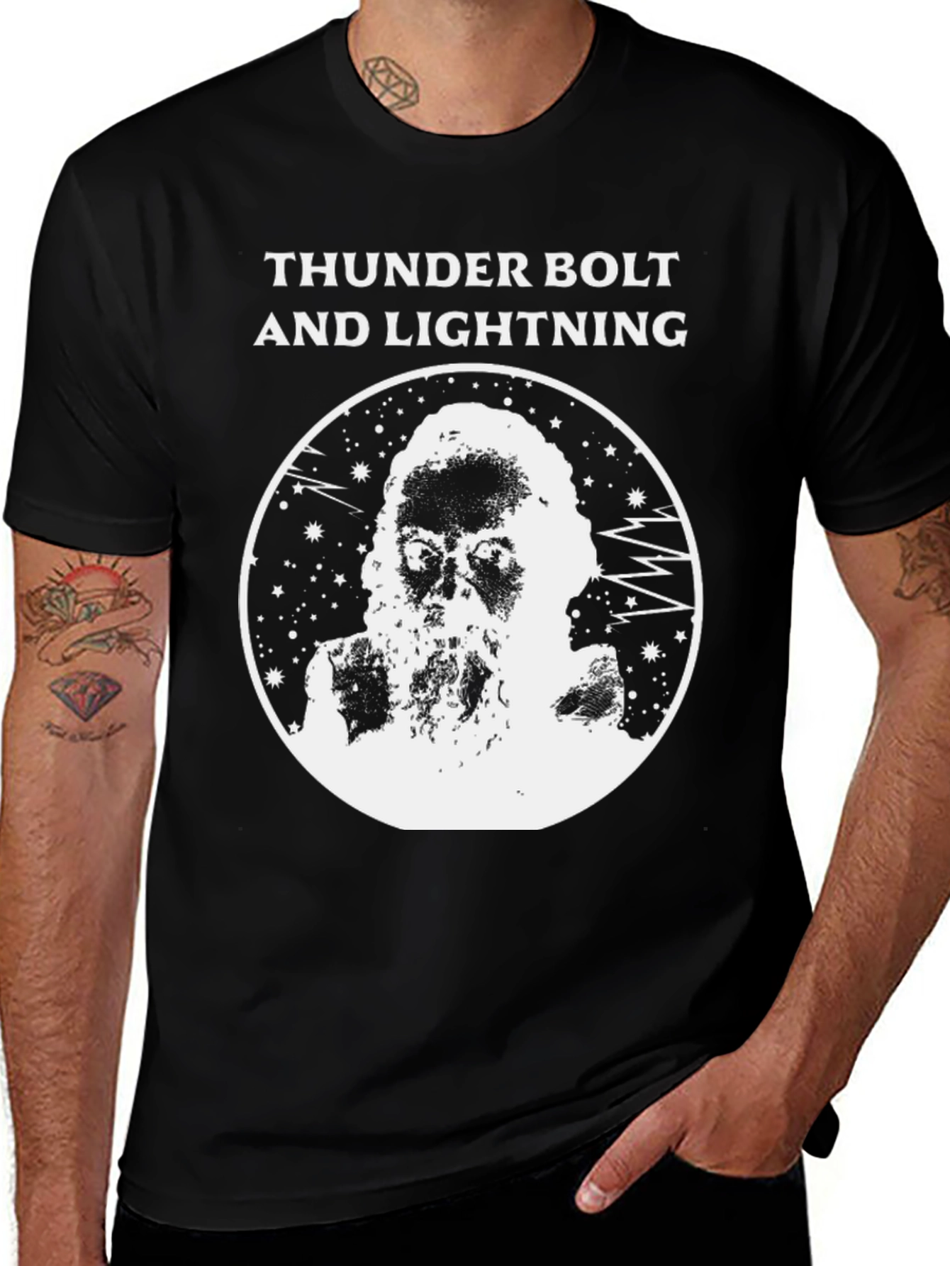 Variant 17 of Thunder and Lightning Graphic Tee - Black Cotton