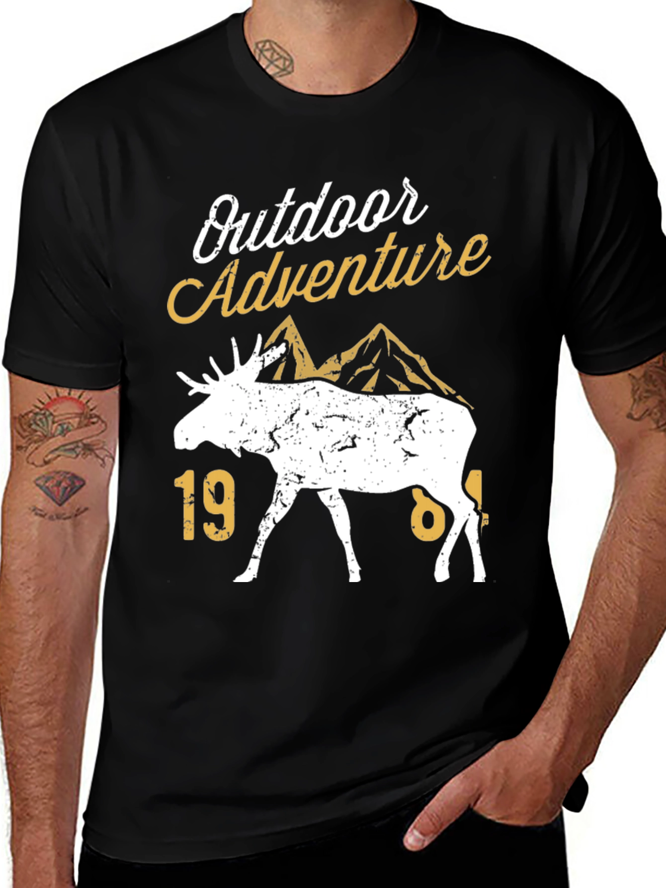 Outdoor Adventure Moose T-Shirt - Black
