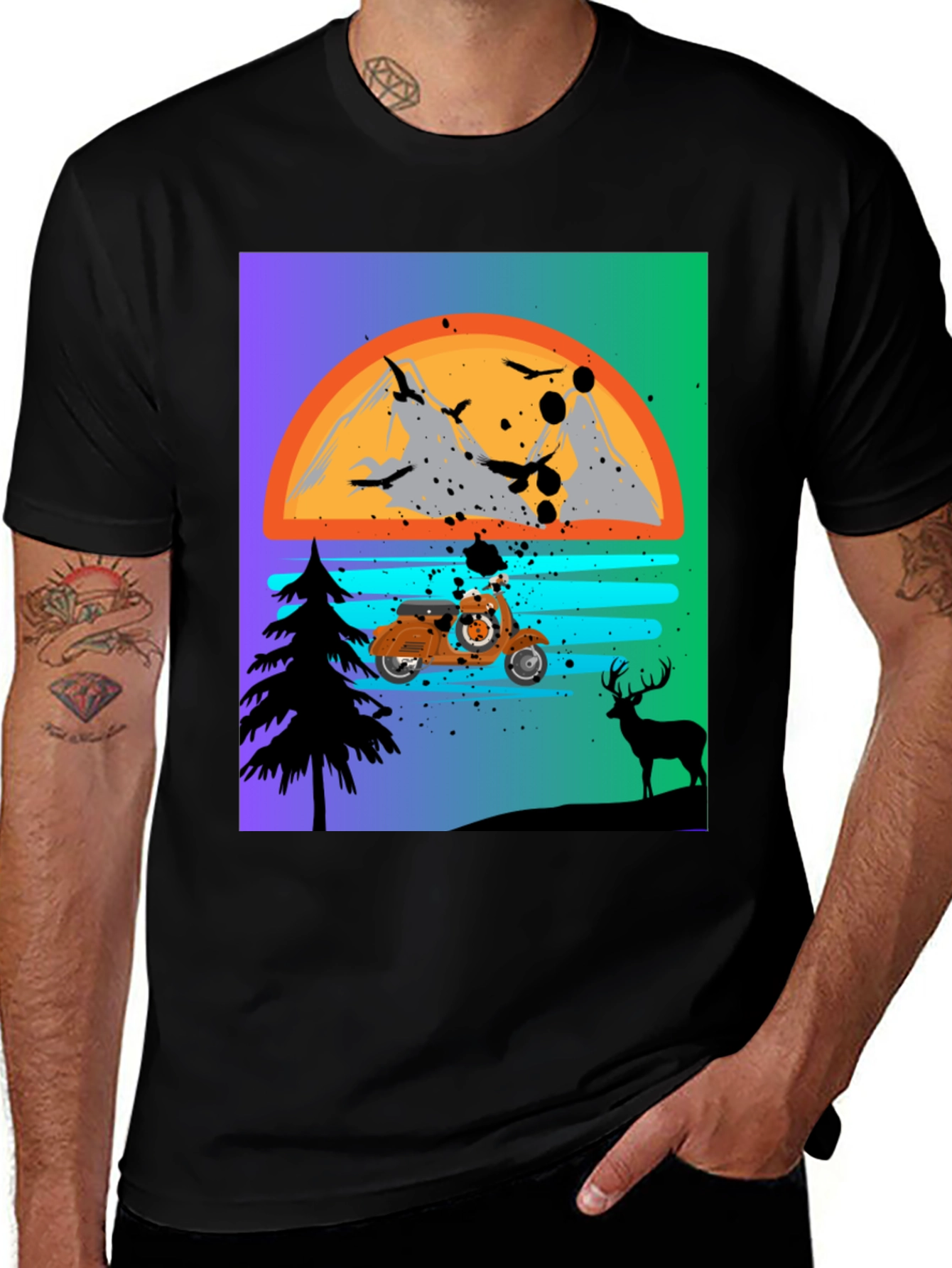 Variant 4 of Retro Motorcycle Sunset T-Shirt