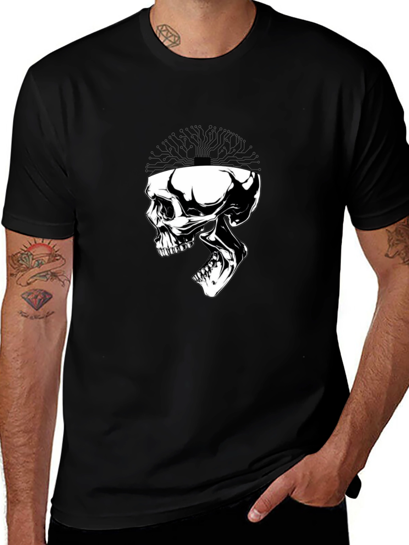 Variant 20 of Skull Tree Graphic Tee - Black Cotton Blend
