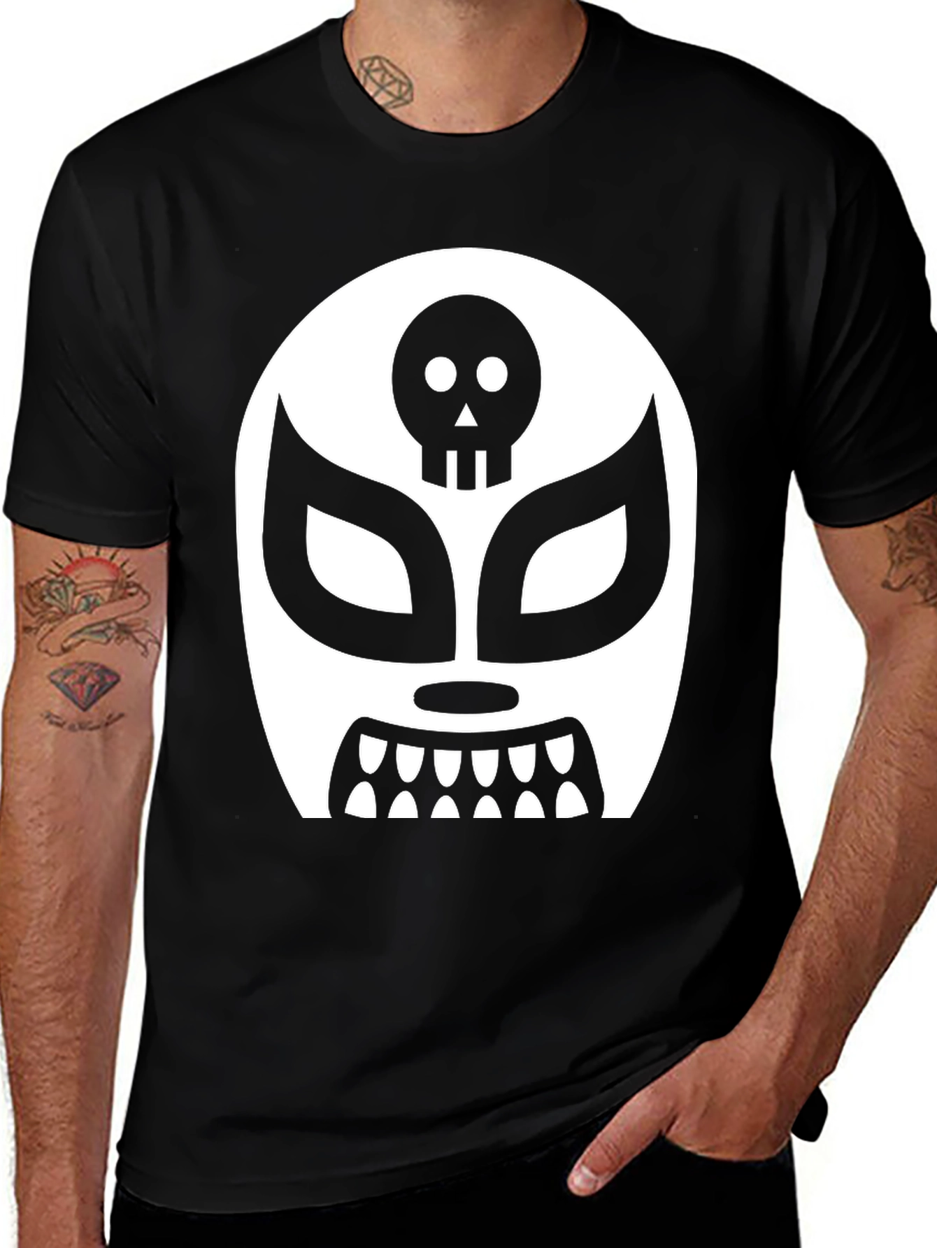 Lucha Libre Skull Mask Graphic T-Shirt
