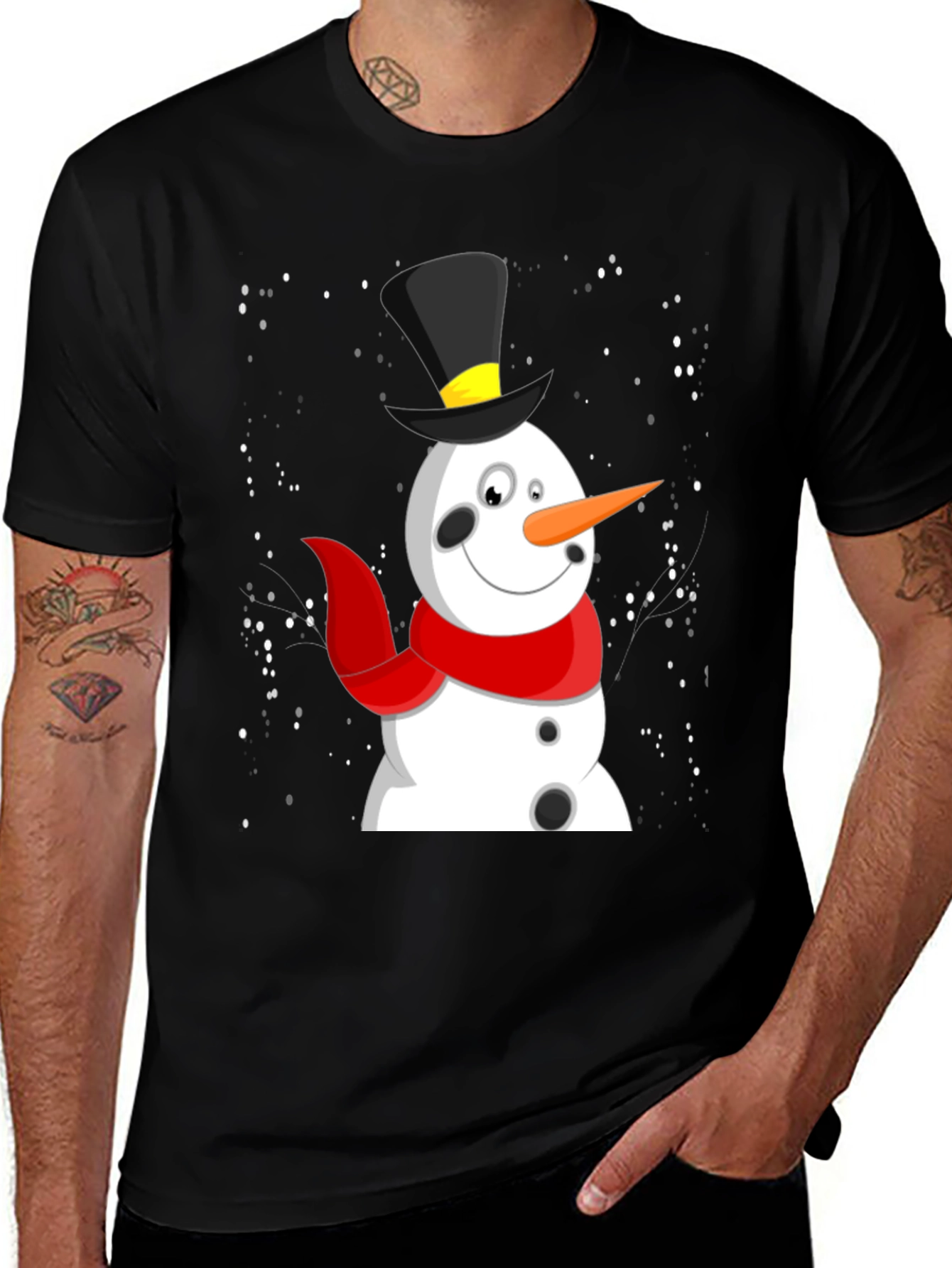 Festive Snowman Graphic Tee - Holiday Cheer