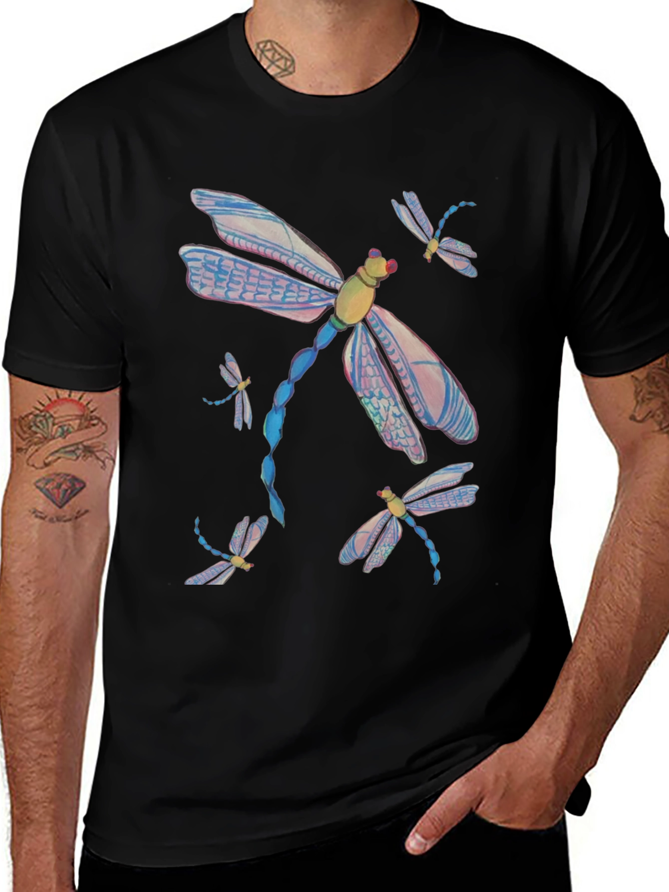 Variant 22 of Dragonfly Graphic Tee - Men's Black T-Shirt
