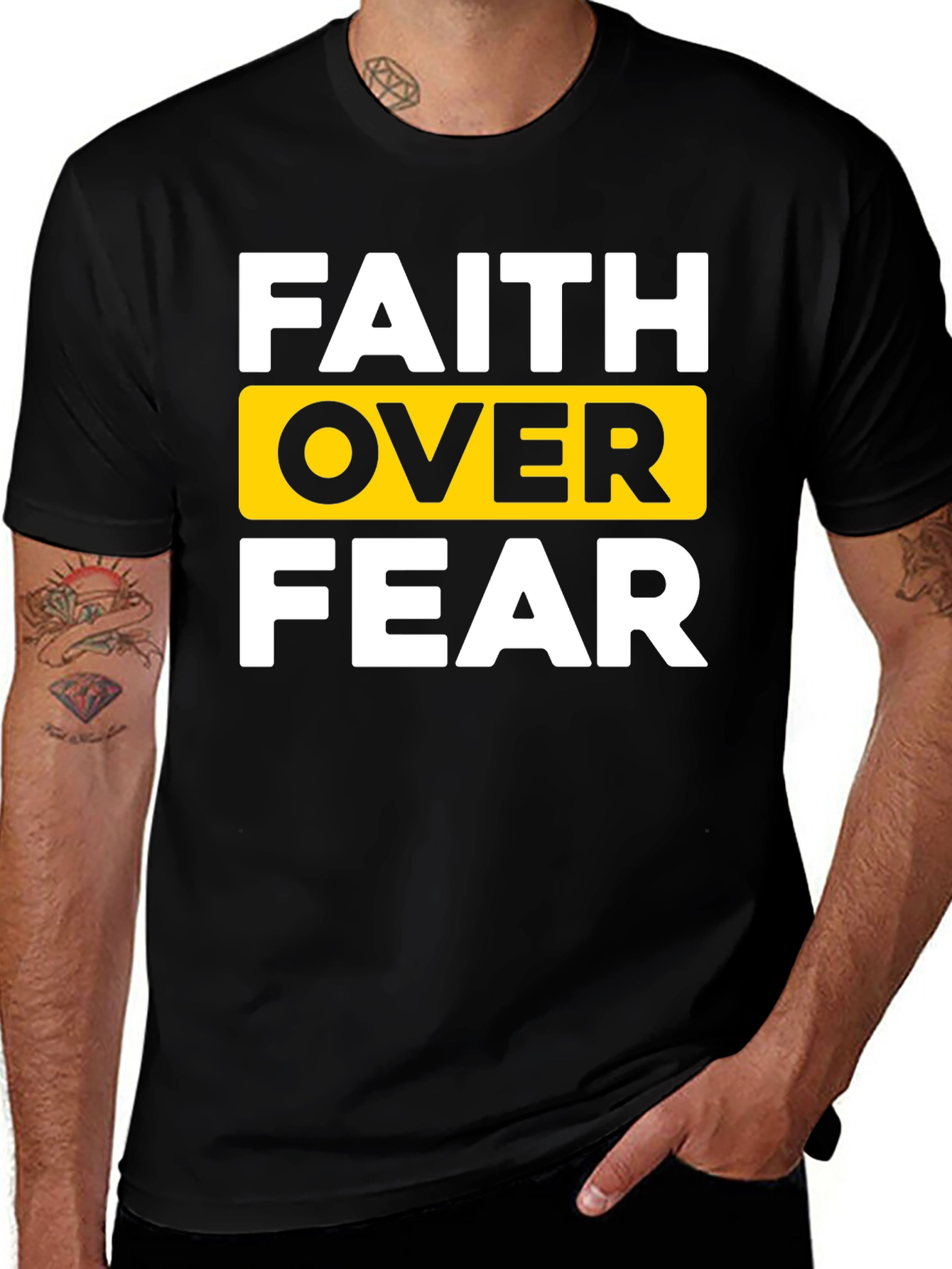 Variant 28 of Faith Over Fear Black T-Shirt - Inspirational Design