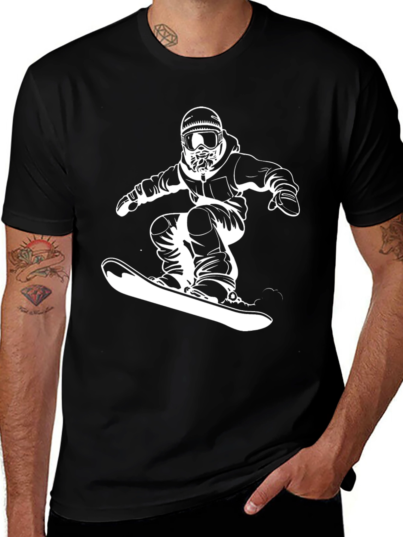 Variant 29 of Snowboarder Graphic Tee - Black Cotton Blend