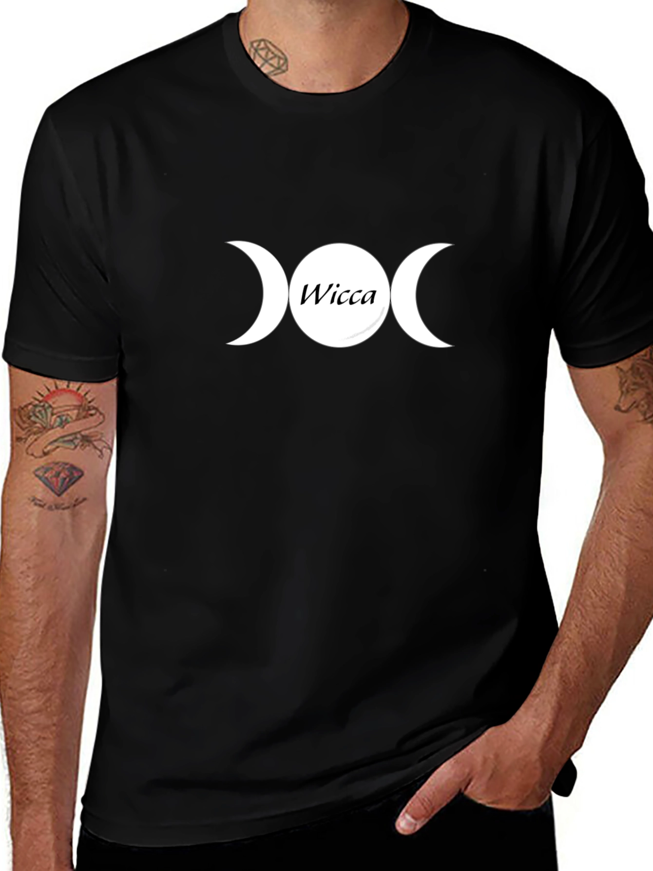 Wicca Triple Moon Goddess Black T-Shirt