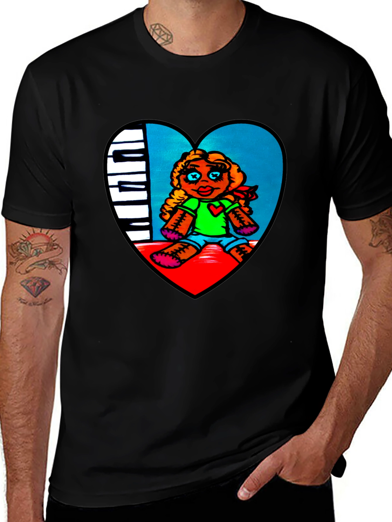 Variant 28 of Piano Heart Doll Graphic Tee