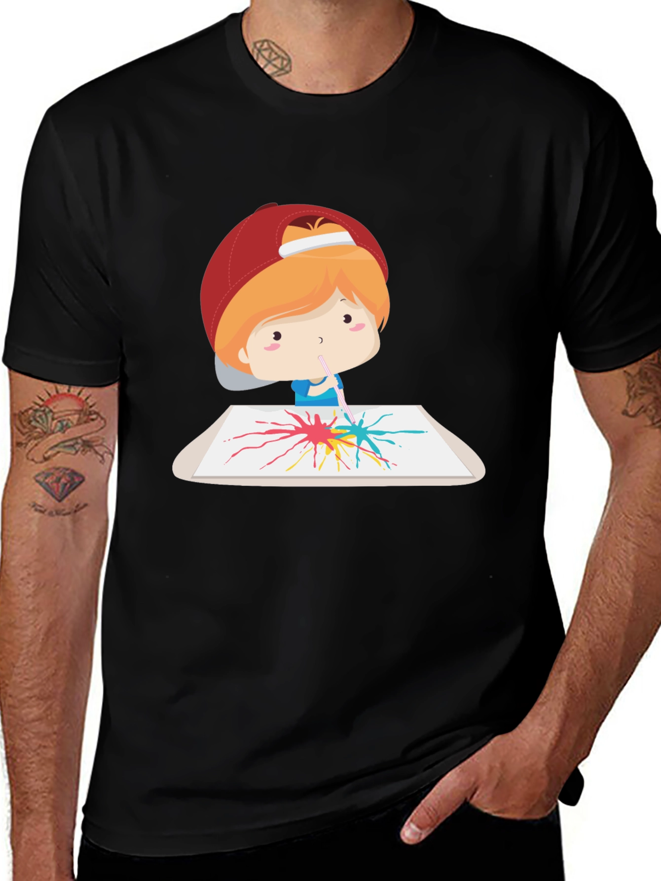 Variant 4 of Artistic Tee: Boy Painting Design