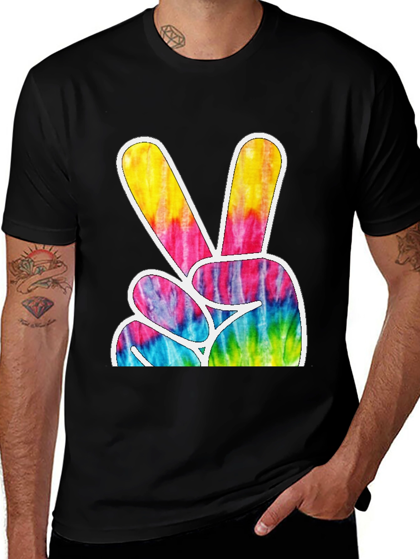 Variant 9 of Peace Sign Tie-Dye Graphic Tee