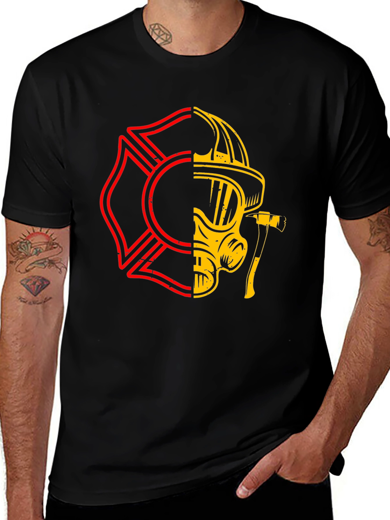Variant 14 of Firefighter Maltese Cross Graphic T-Shirt