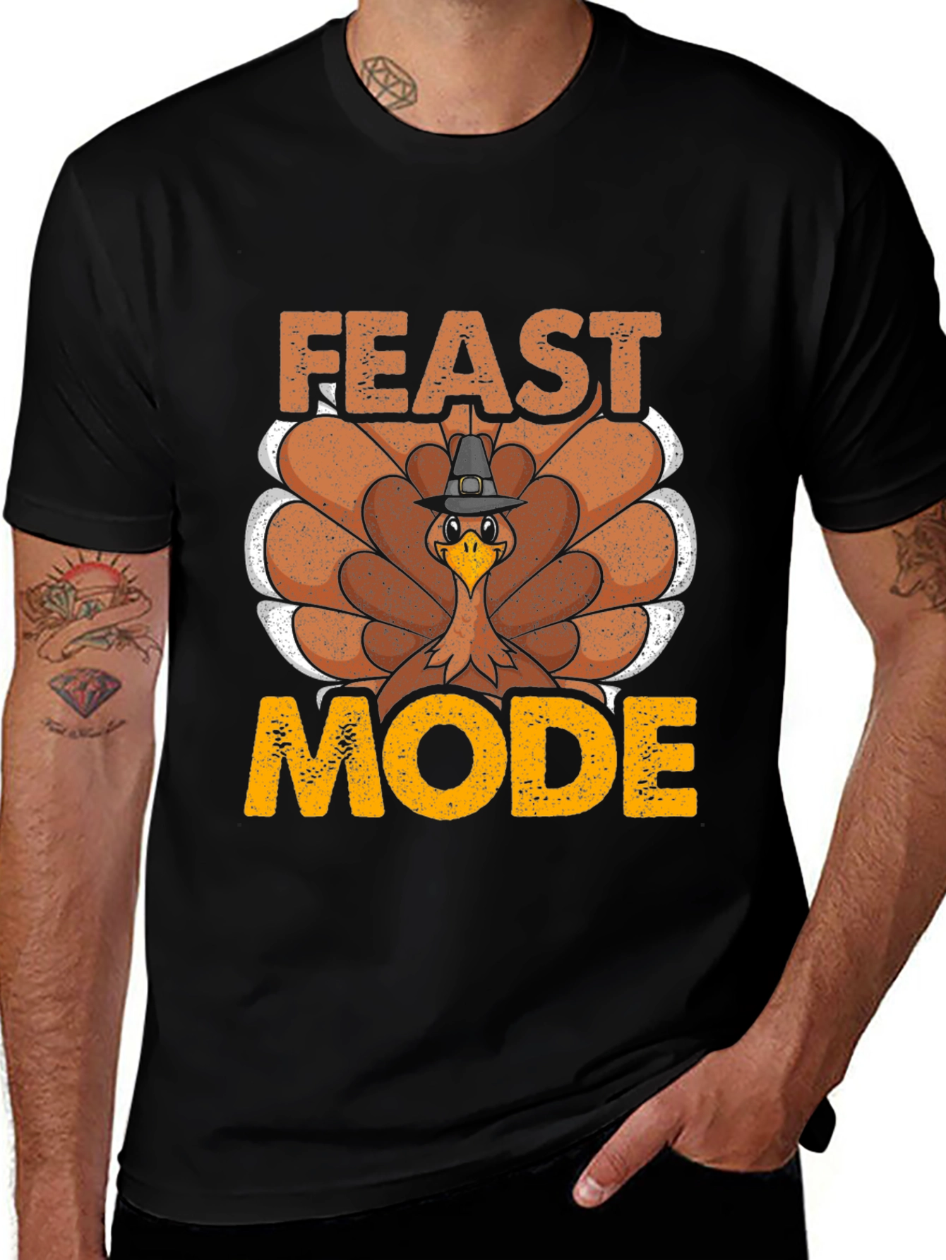 Feast Mode Turkey Graphic T-Shirt - Thanksgiving Apparel