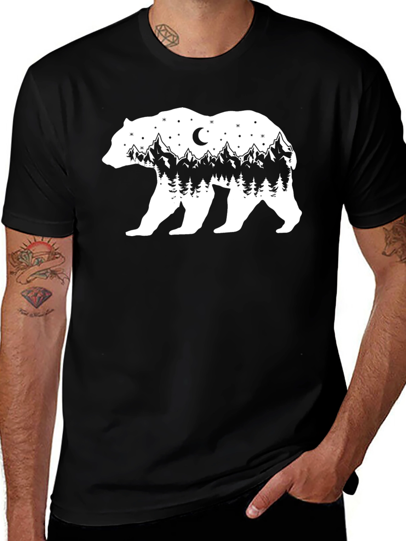 Variant 9 of Bear Mountain Graphic Tee - Black Cotton Blend