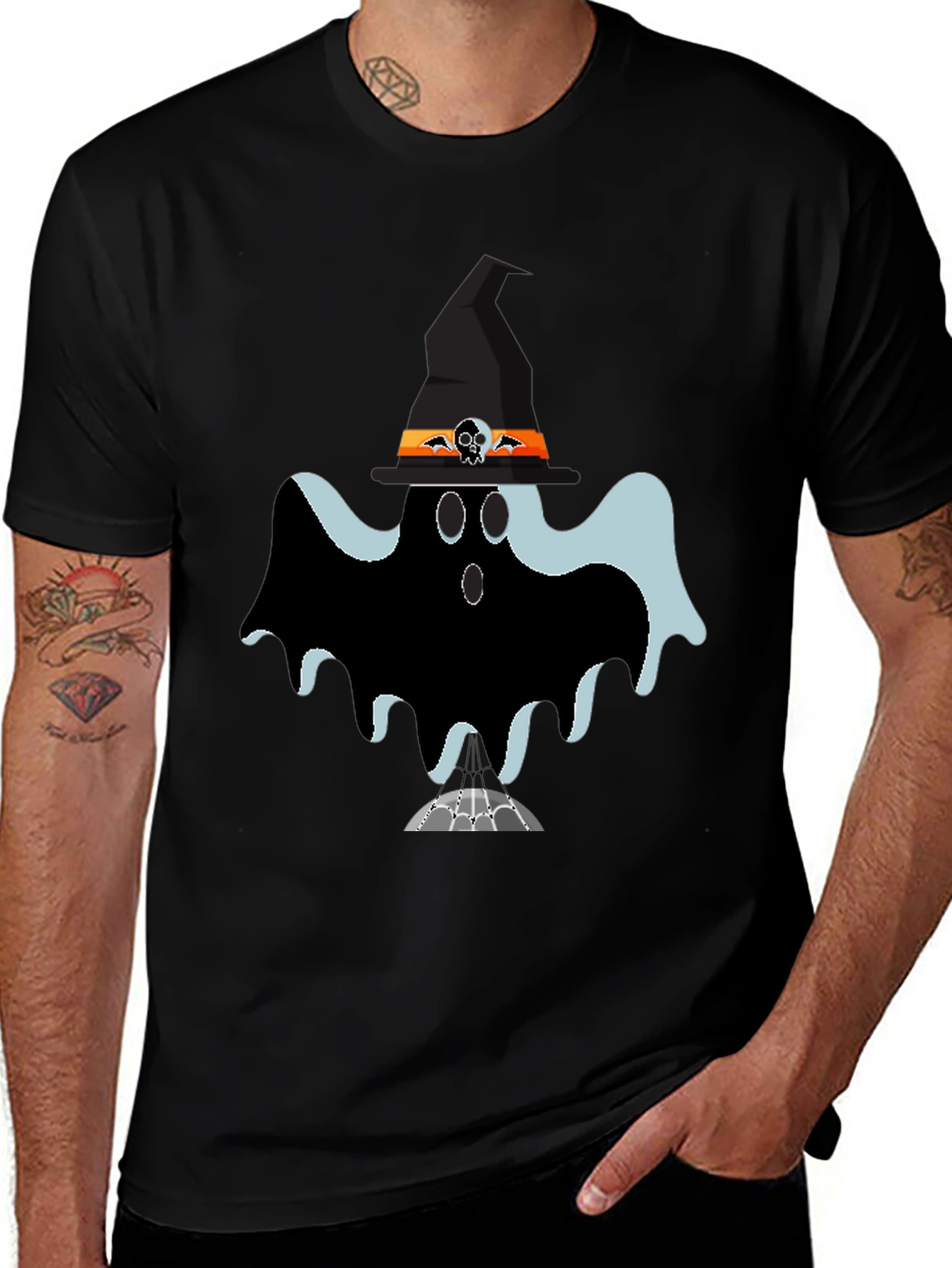 Black Halloween Ghost Tee: Spooky Season Style main image