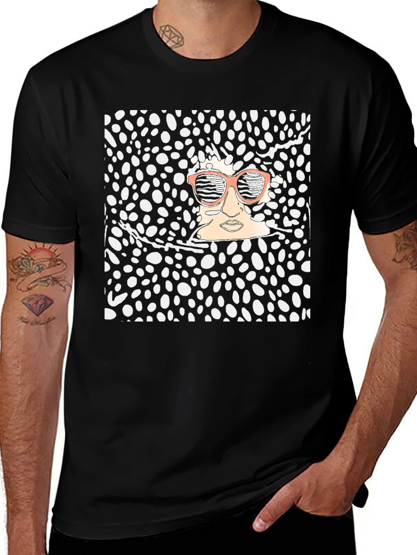 Variant 20 of Abstract Face Graphic Tee - Stylish Black T-Shirt