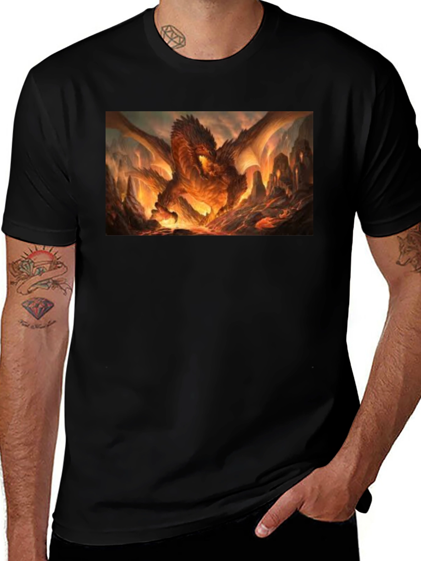 Black Fiery Dragon T-Shirt - Unleash the Beast Within! main image