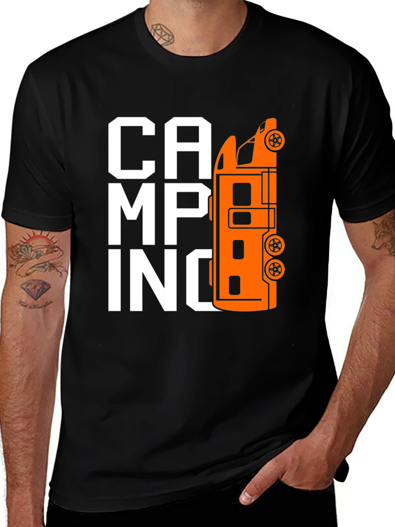 Variant 16 of Camping Van Graphic Tee - Black Cotton T-Shirt