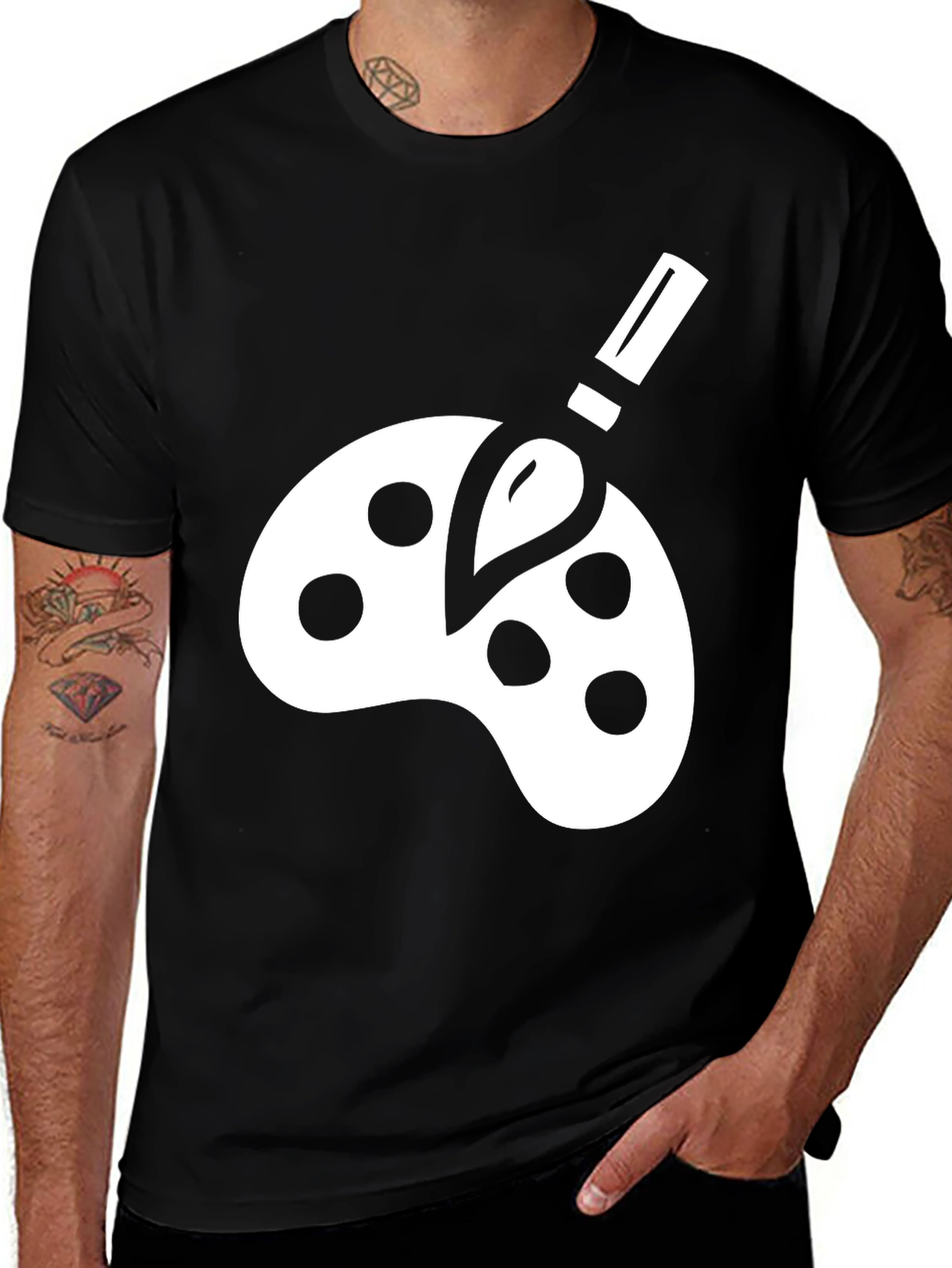 Variant 3 of Artist Palette Graphic Tee - Black Cotton Comfort