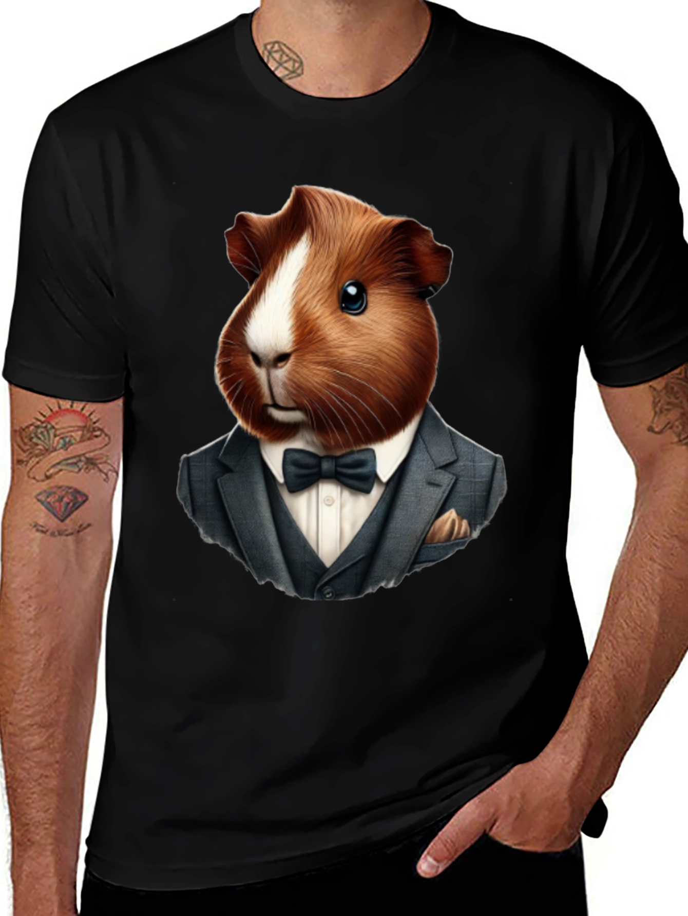 Variant 3 of Guinea Pig Tuxedo T-Shirt - Formal Wear for Pet Lovers