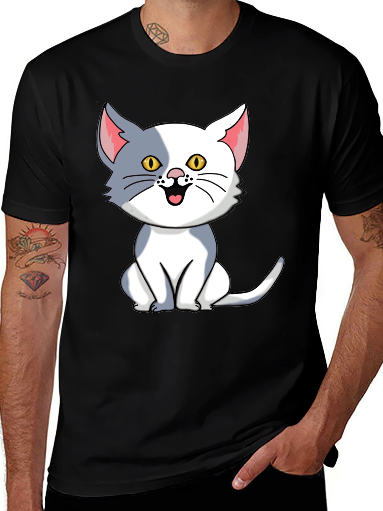 Variant 4 of Cartoon Cat Graphic Tee - Cute & Comfy