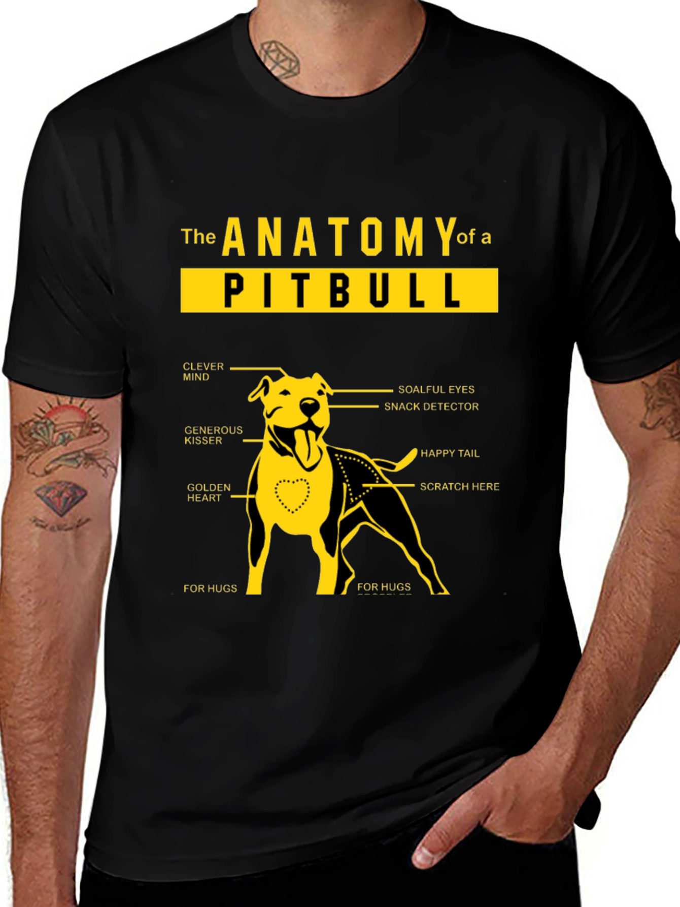 Anatomy of a Pitbull Black Graphic T-Shirt