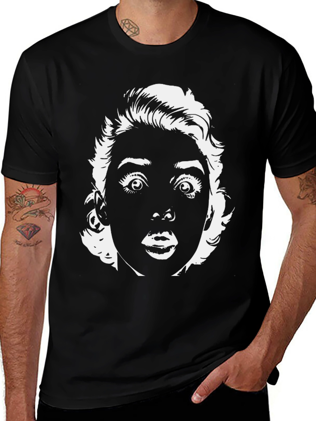 Variant 10 of Black T-Shirt with Shocked Face Graphic