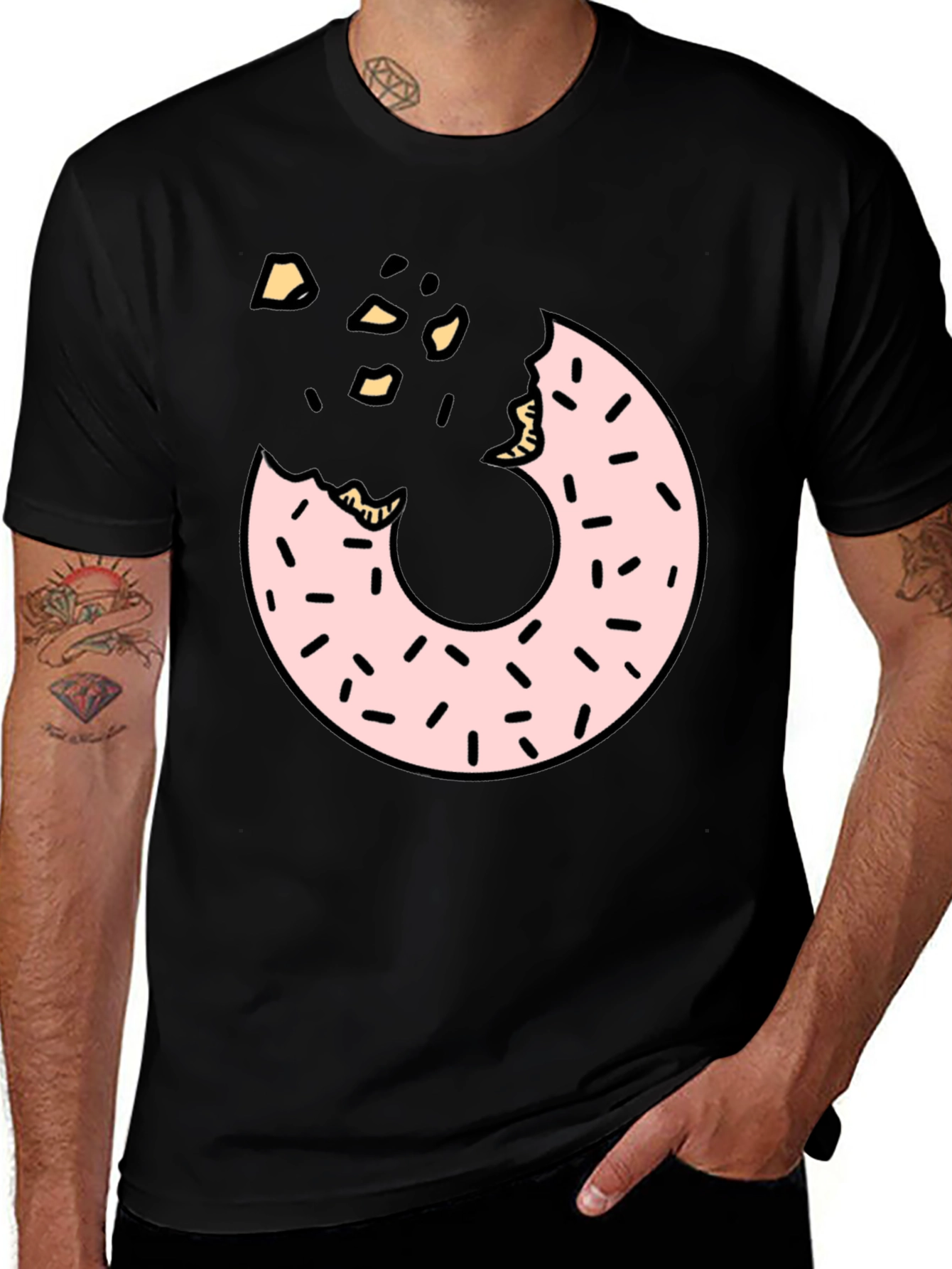Variant 26 of Donut Graphic T-Shirt - Black Casual Tee