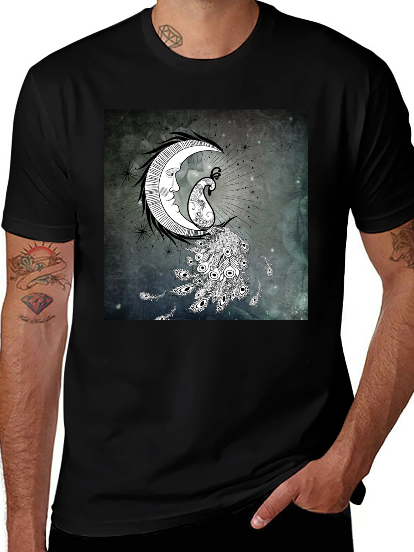 Variant 6 of Moon and Peacock Graphic Tee