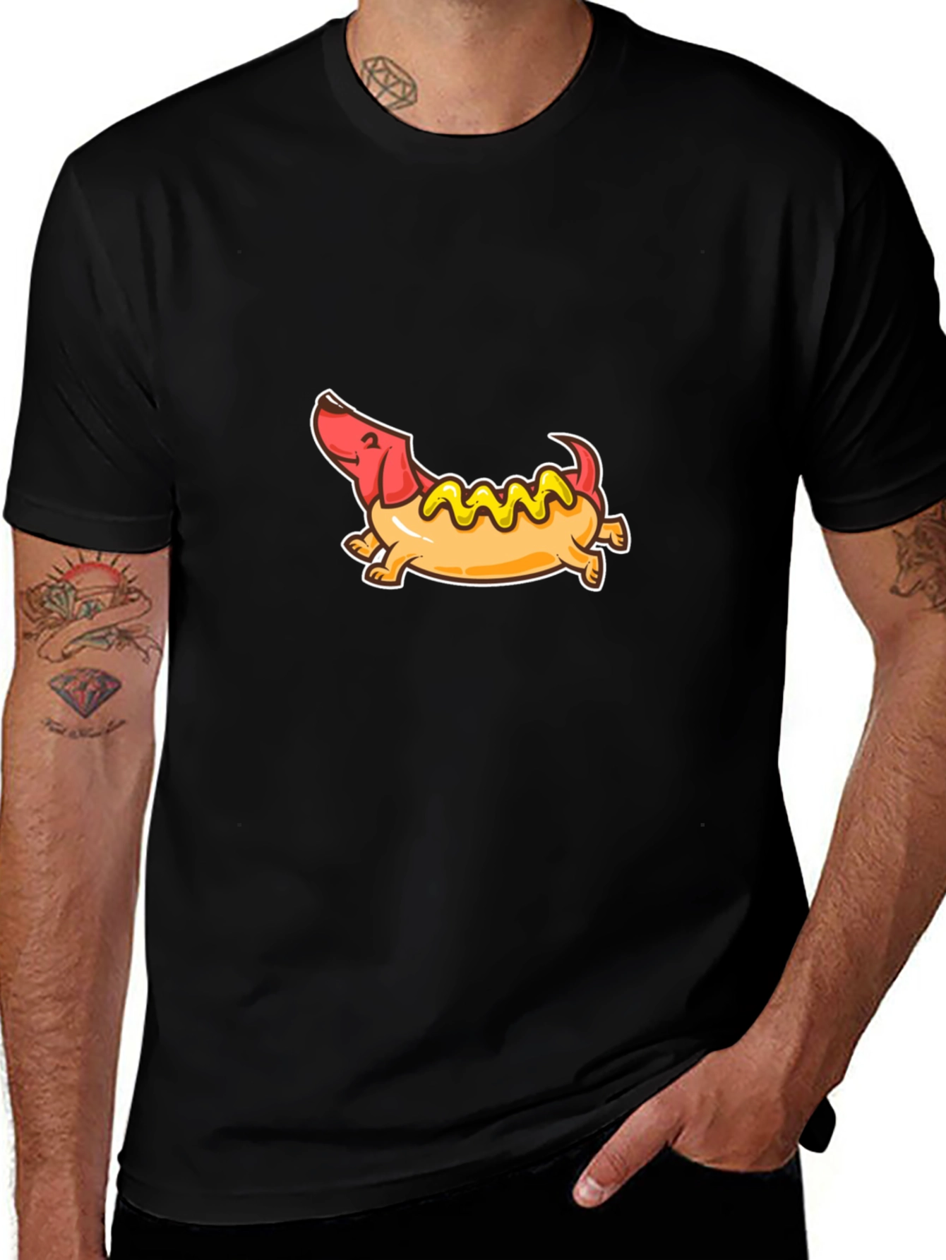 Variant 25 of Funny Hot Dog Dachshund Graphic Tee