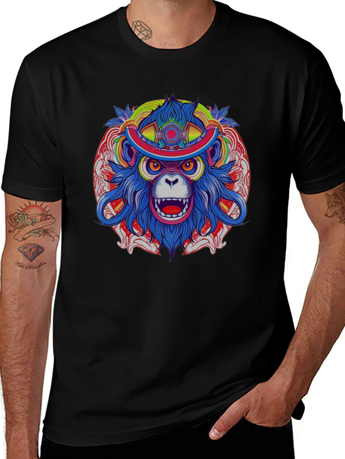 Variant 8 of Vivid Monkey Head T-Shirt - Graphic Tee