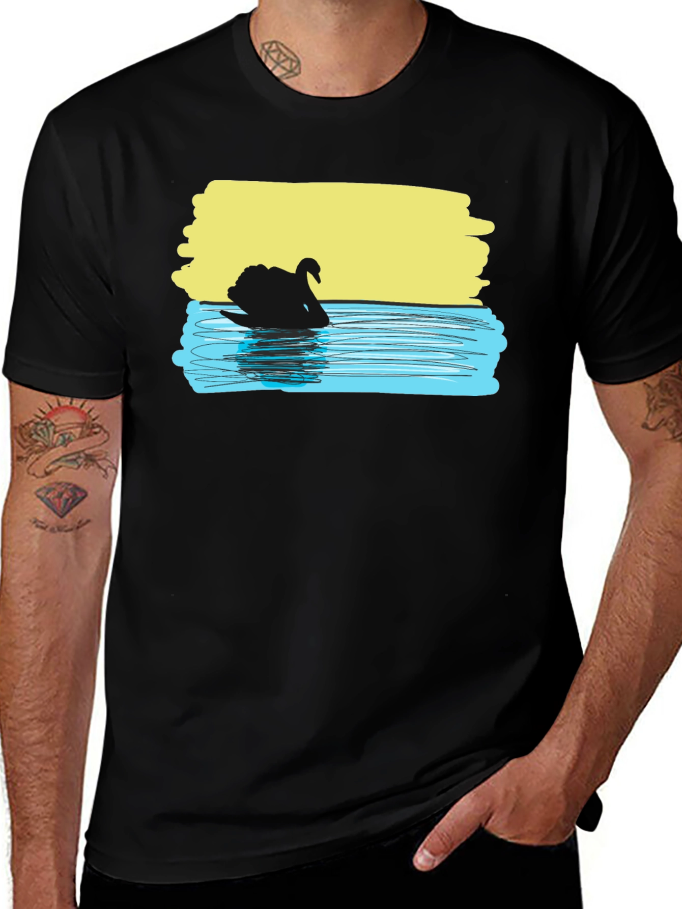 Variant 16 of Black Swan Graphic Tee - Unique Artistic Design