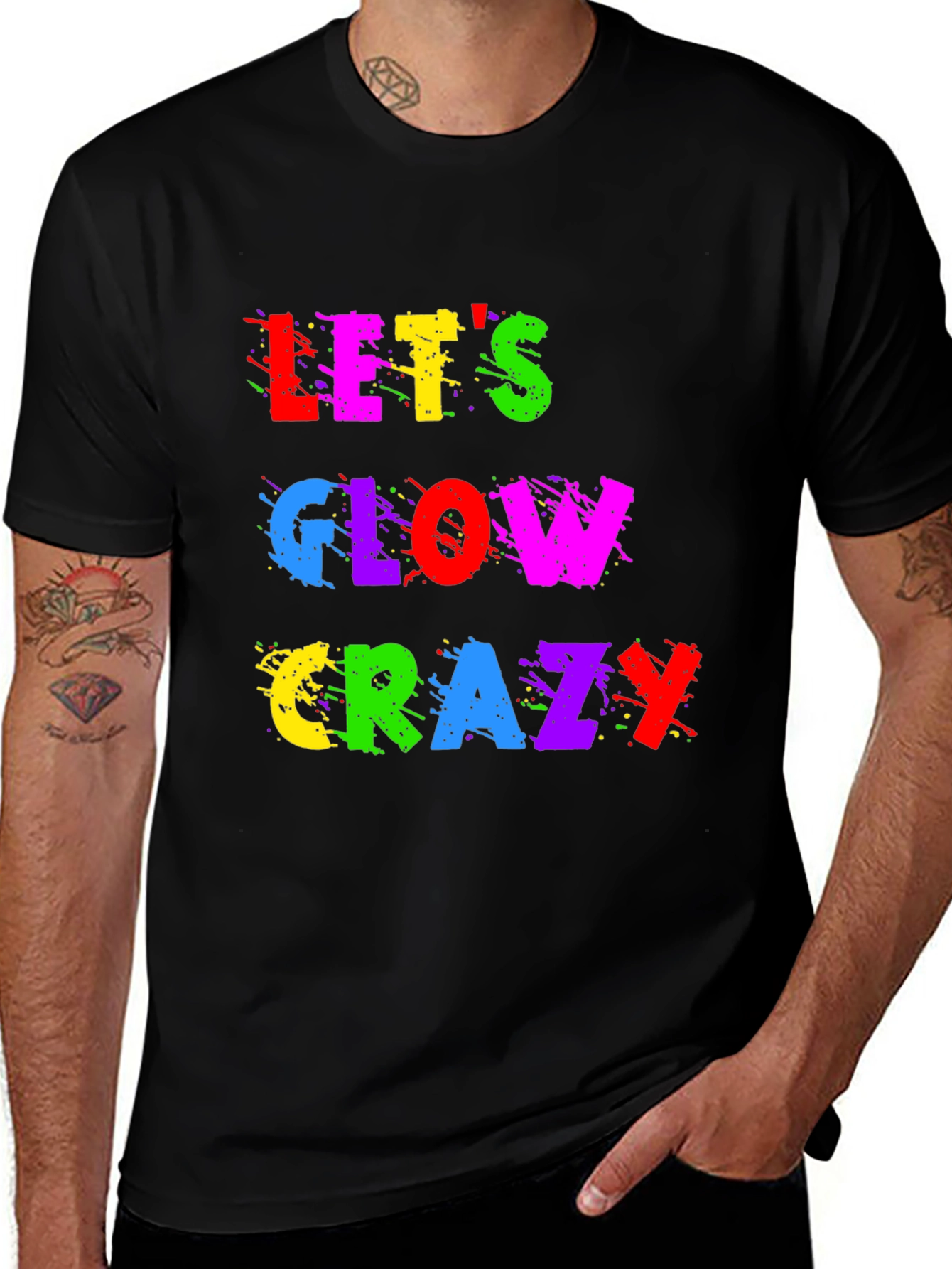 Variant 5 of Let's Glow Crazy Black T-Shirt